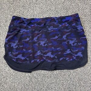 Lululemon Hotty Hot Skirt II Hounds Camo Emperor Blue Black Size 10 Tennis Prep